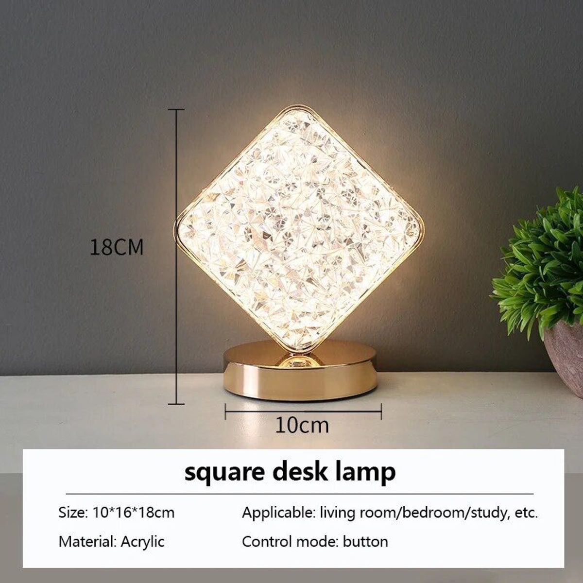 GENERICO - Lámpara De Mesa De Noche Regulable Recargable Diamante