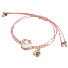GENERICO - Pulsera de Protección Hilo Rosa Gato de la Suerte