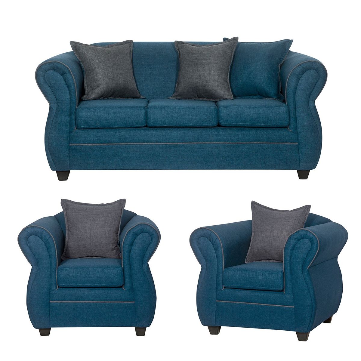 BLACK FACTORY - Juego de Living 3 1 1 Emili Esmeralda