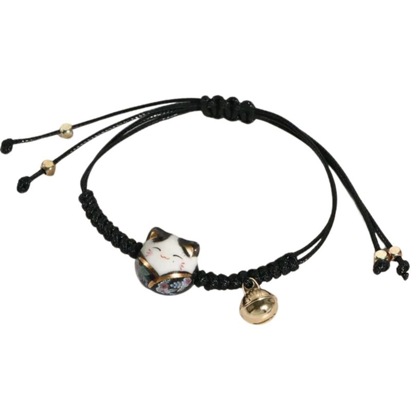 GENERICO - Pulsera de Protección Hilo Negro Gato de la Suerte