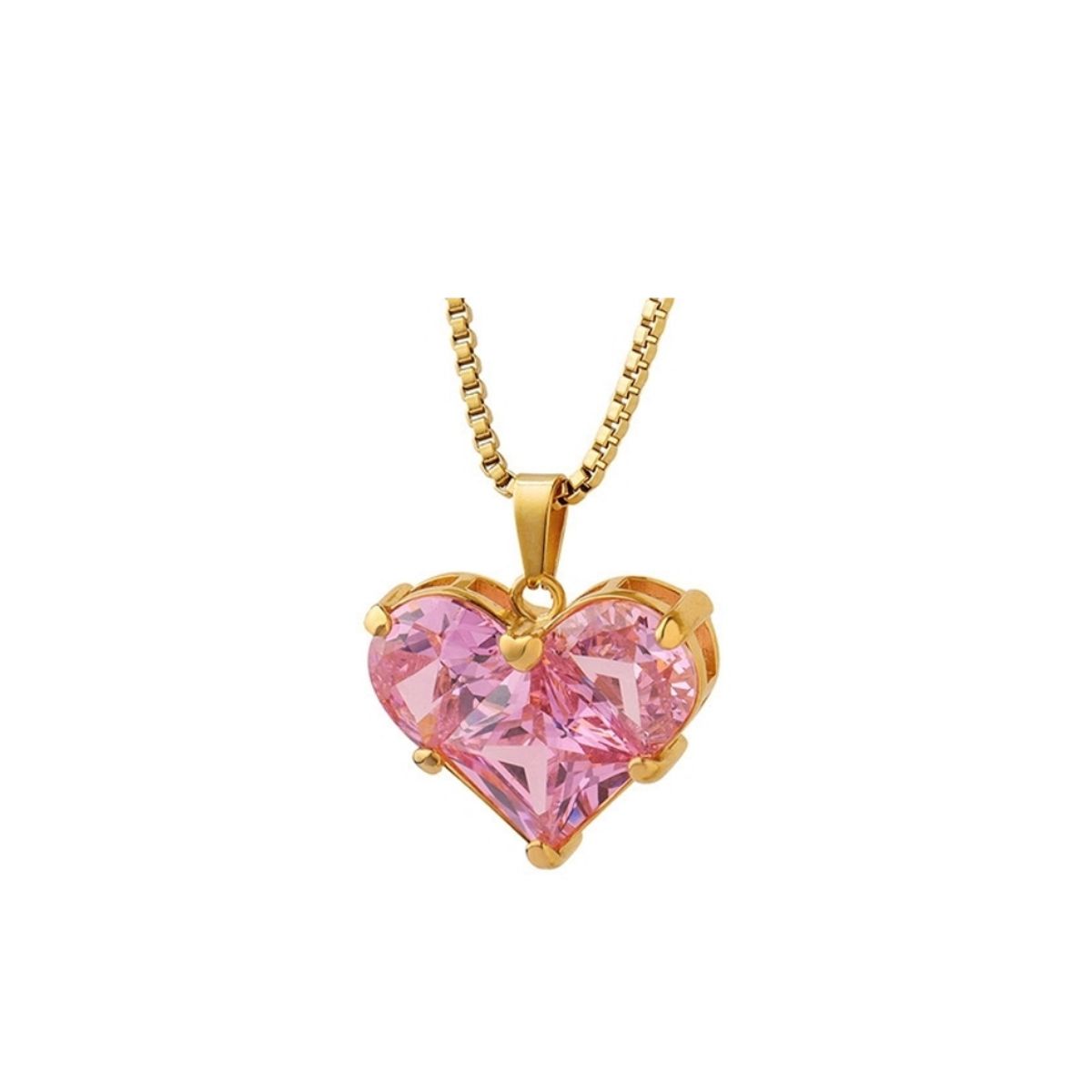 LUX JOYAS - Collar Baño Oro 18k Corazón Rosa Francia