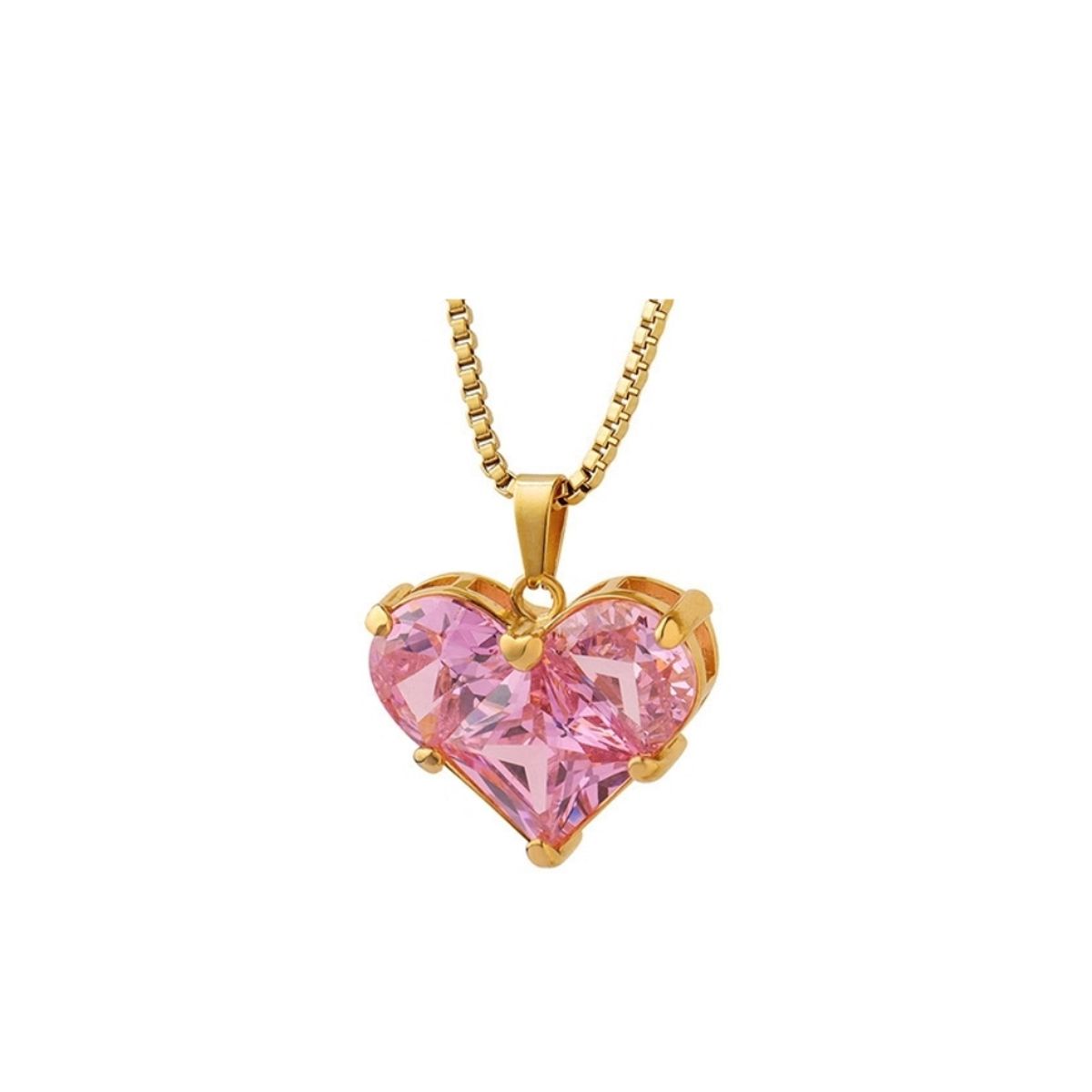 LUX JOYAS - Collar Baño Oro 18k Corazón Rosa Francia
