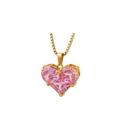 LUX JOYAS - Collar Baño Oro 18k Corazón Rosa Francia