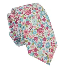 LUCIA CORBATAS - Corbata algodon floral Marshmello Luciacorbatas