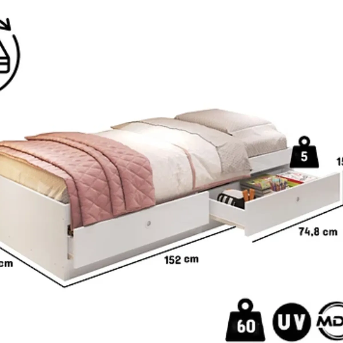 KIDSCOOL - Cama Infantil Cariño Blanca