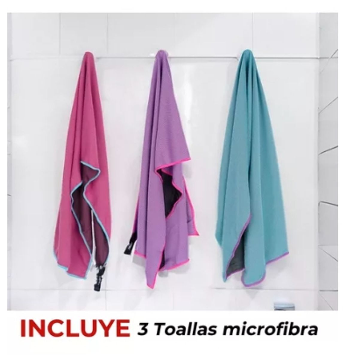 GENERICO - Toalla Microfibra Set De 3 Fitnics 100x30 Ejercicio +estuche