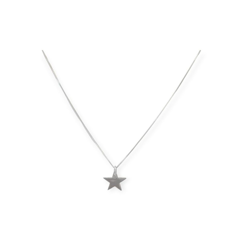 ANDREA COGGIOLA JOYAS - Collar Estrella Plana Cadena Veneciana Plata Fina 925