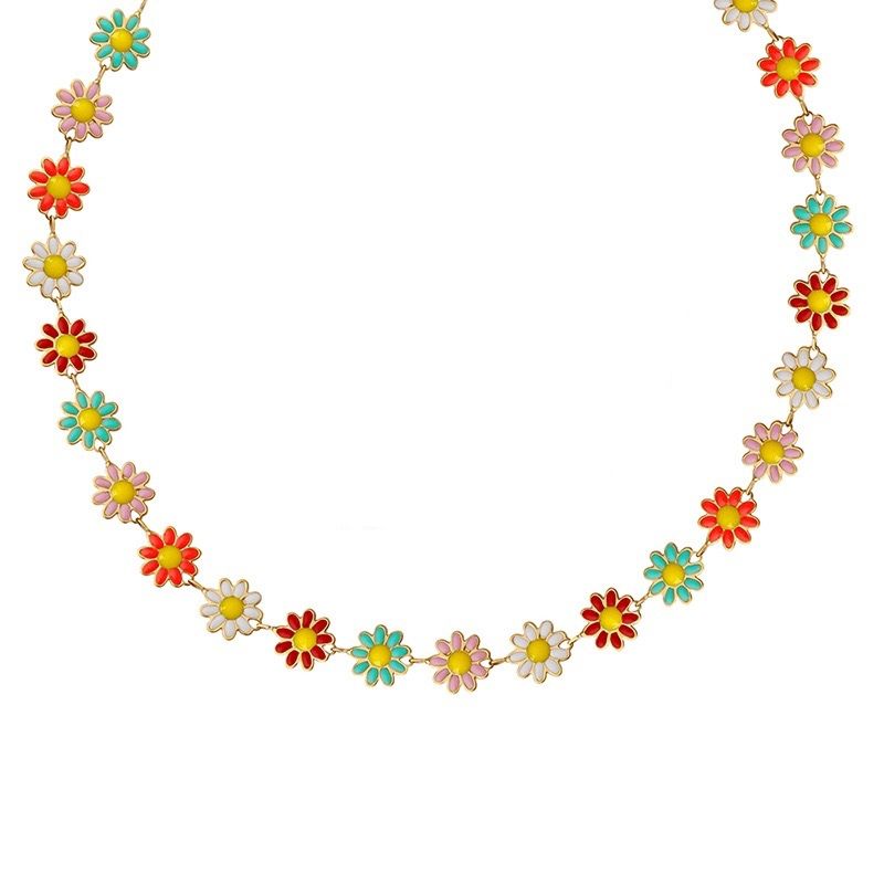 LUX JOYAS - Collar Baño Oro 18k Flor Resina