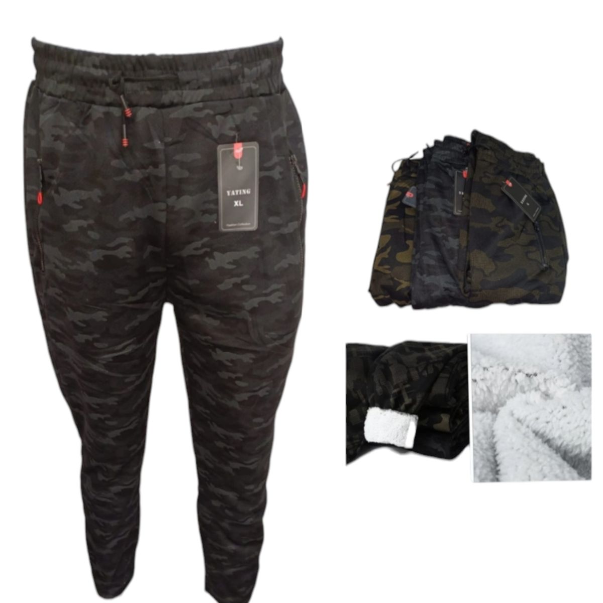 AGW - Pack 3 Pantalones Buzo Hombre Estilo Militar Chiporro Polar