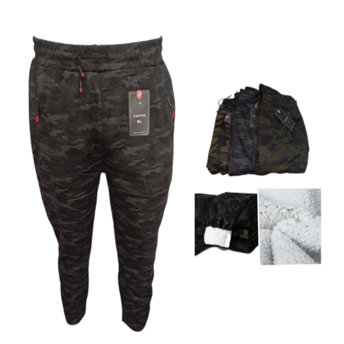 AGW - Pack 3 Pantalones Buzo Hombre Estilo Militar Chiporro Polar