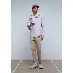 SCALPERS - Camisa Oxford Calavera Contraste Light Burgundy Stripes