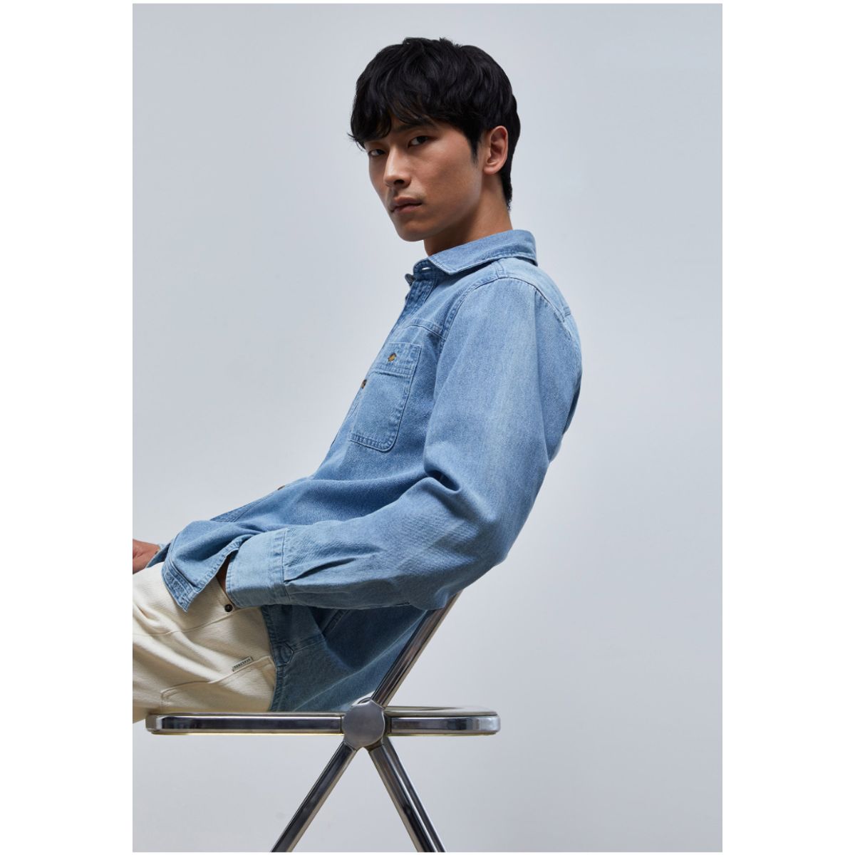 SCALPERS - Camisa Denim Bolsillos Light Blue