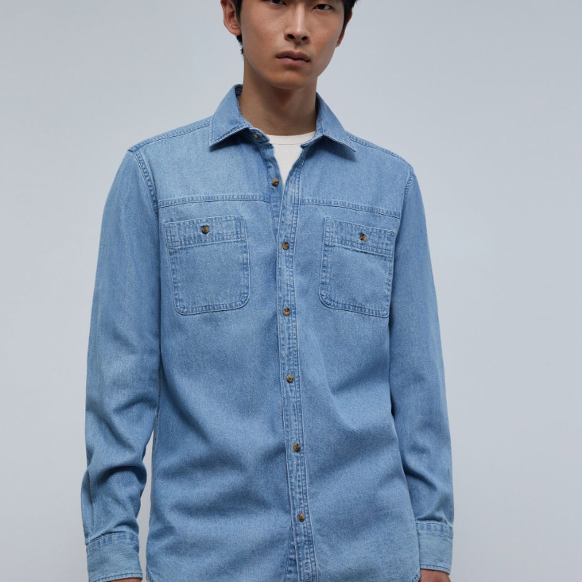 SCALPERS - Camisa Denim Bolsillos Light Blue