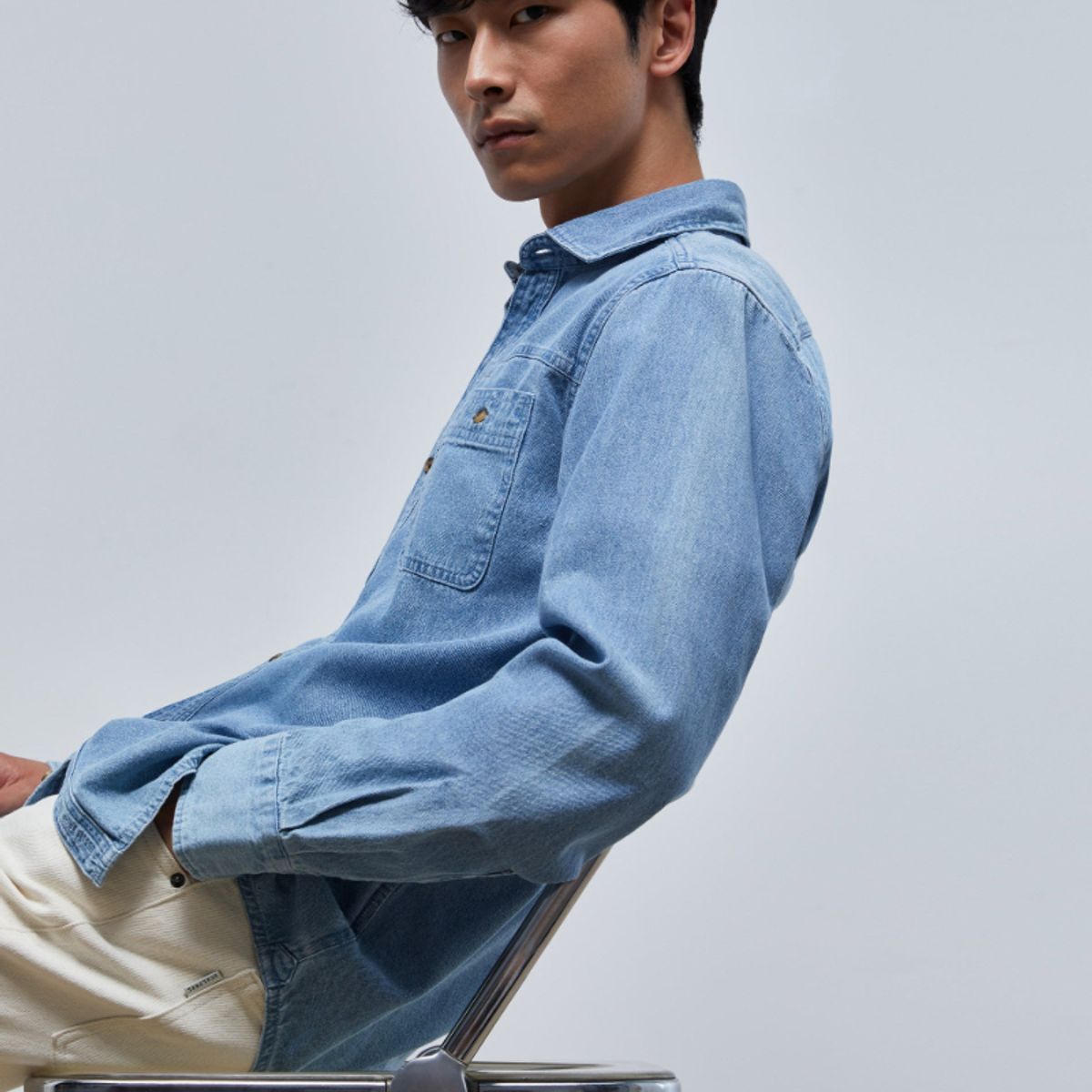 SCALPERS - Camisa Denim Bolsillos Light Blue