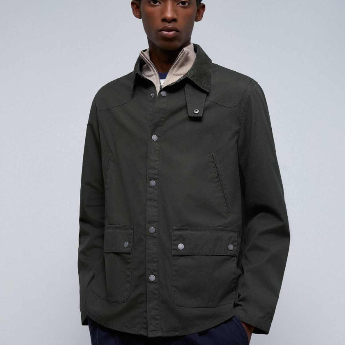 SCALPERS - Chaqueta Premium Cuello Pana Khaki