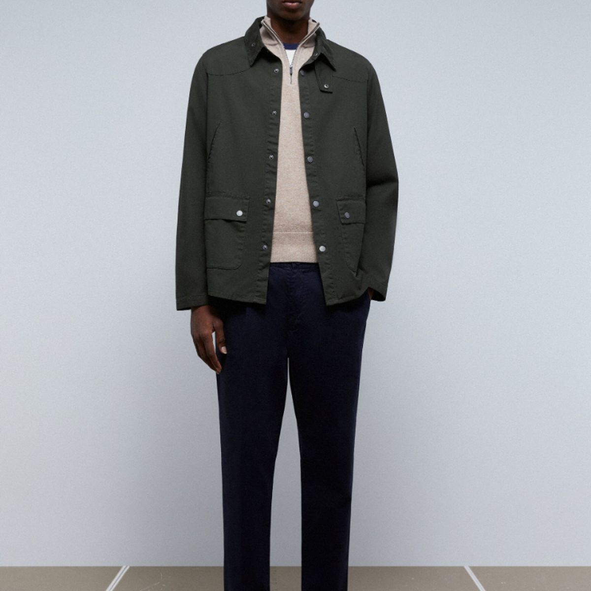 SCALPERS - Chaqueta Premium Cuello Pana Khaki