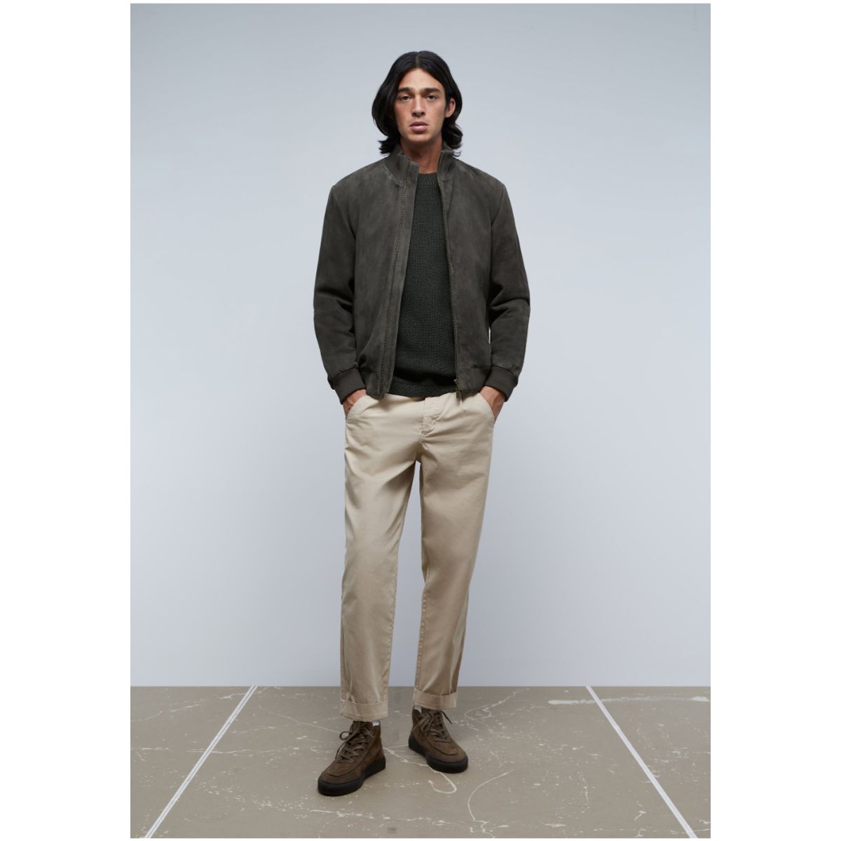 SCALPERS - Chaqueta Bomber Piel Khaki