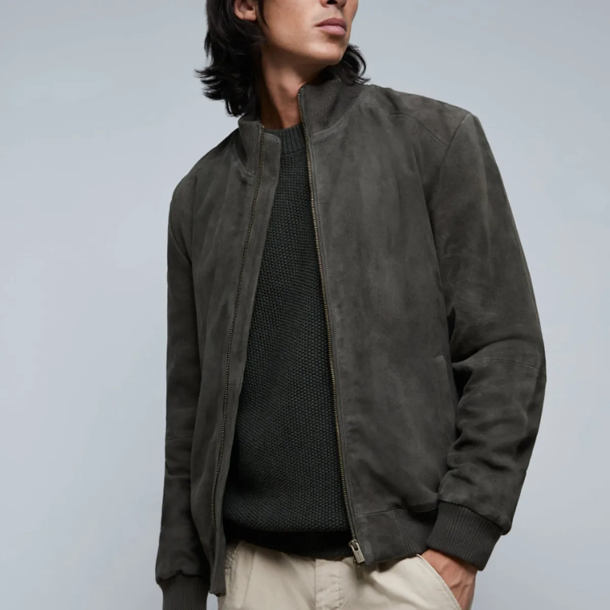 SCALPERS - Chaqueta Bomber Piel Khaki