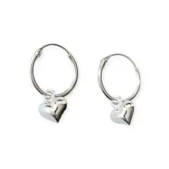 ANDREA COGGIOLA JOYAS - Aros Argolla Mini Corazón Colgante Plata Fina 925