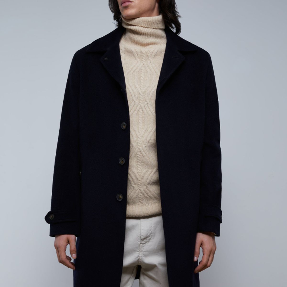 SCALPERS - Abrigo Clásico Lana Navy