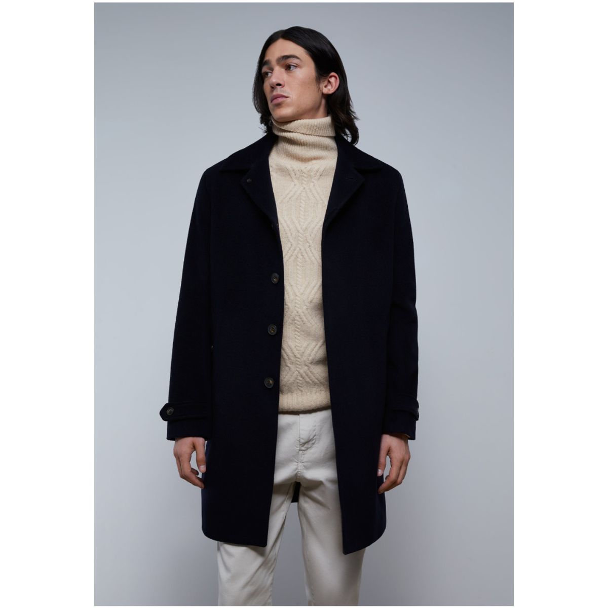 SCALPERS - Abrigo Clásico Lana Navy