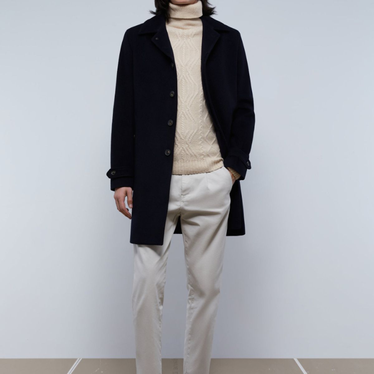 SCALPERS - Abrigo Clásico Lana Navy