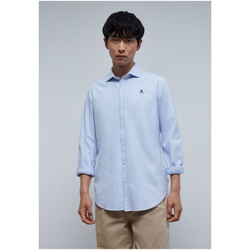 SCALPERS - Camisa Oxford Calavera Contraste Blue Check