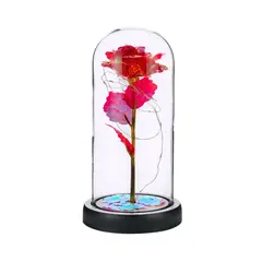 SOLEIO - Rosa Eterna Decoración Con Cúpula De Cristal Rojo