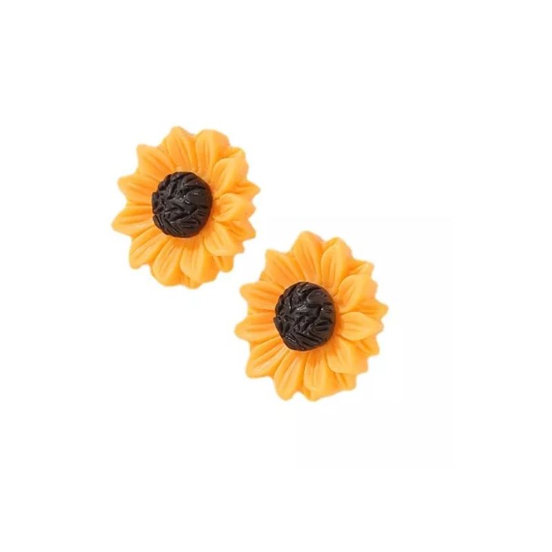 GENERICO - Aros De Girasol Aritos Con Hoja De Girasol Amarillo
