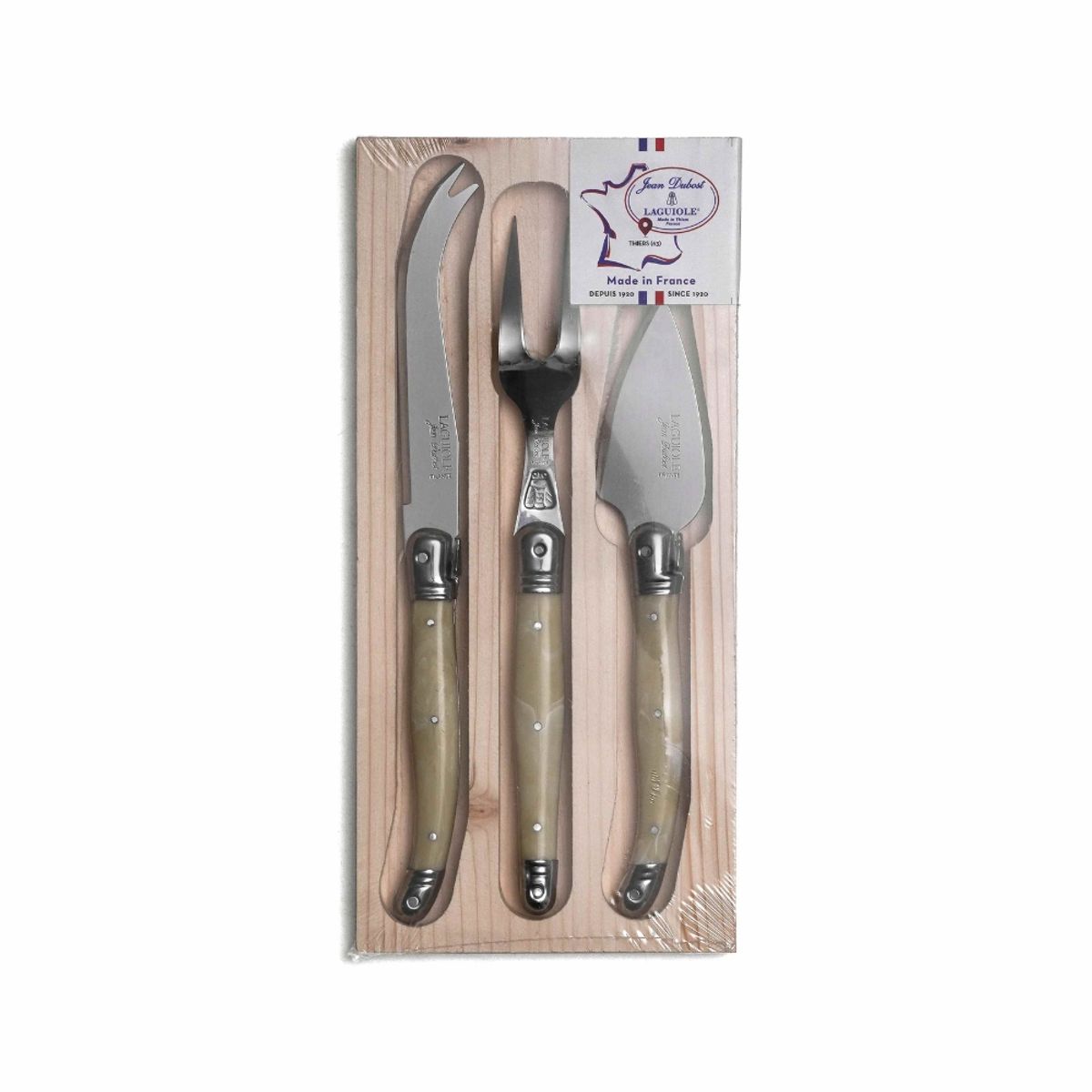 LAGUIOLE - Set 3 piezas (2cuchillos+1tenedor) queso marmol