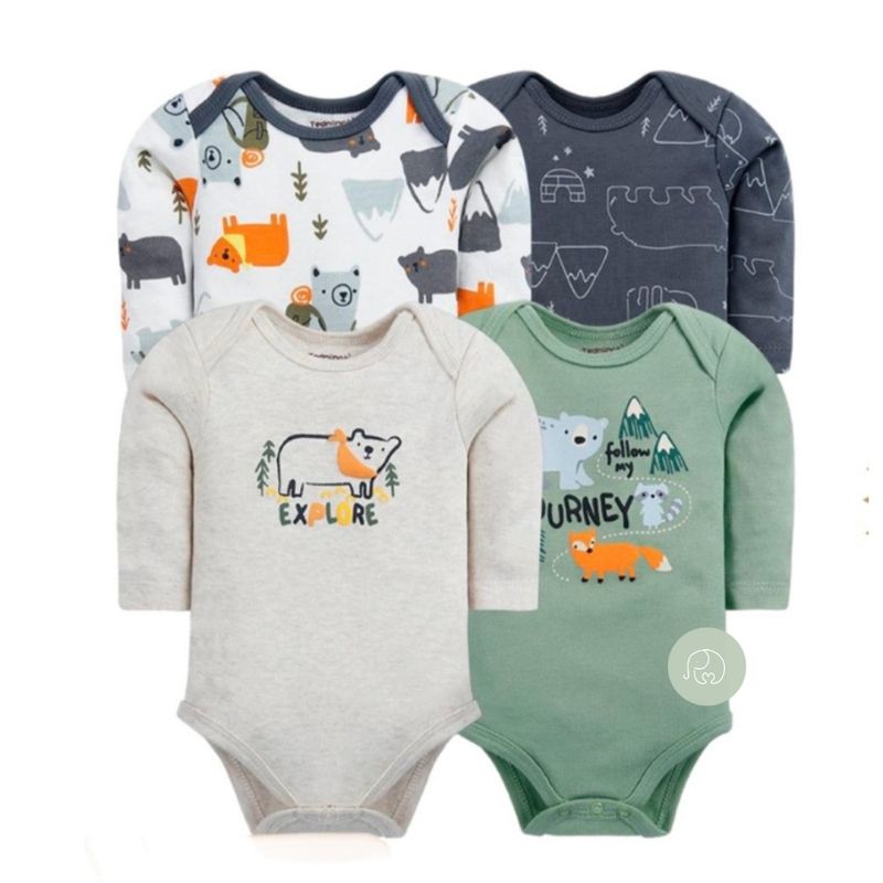 TEDMIMAK - Pack de 4 Bodies Osito Bebé Niño