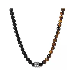 GENERICO - Collar Piedras Ojo Tigre Negro Amarillo Hombre Moda
