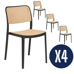 GENERICO - Pack 4 Sillas para Comedor y Terraza Negro
