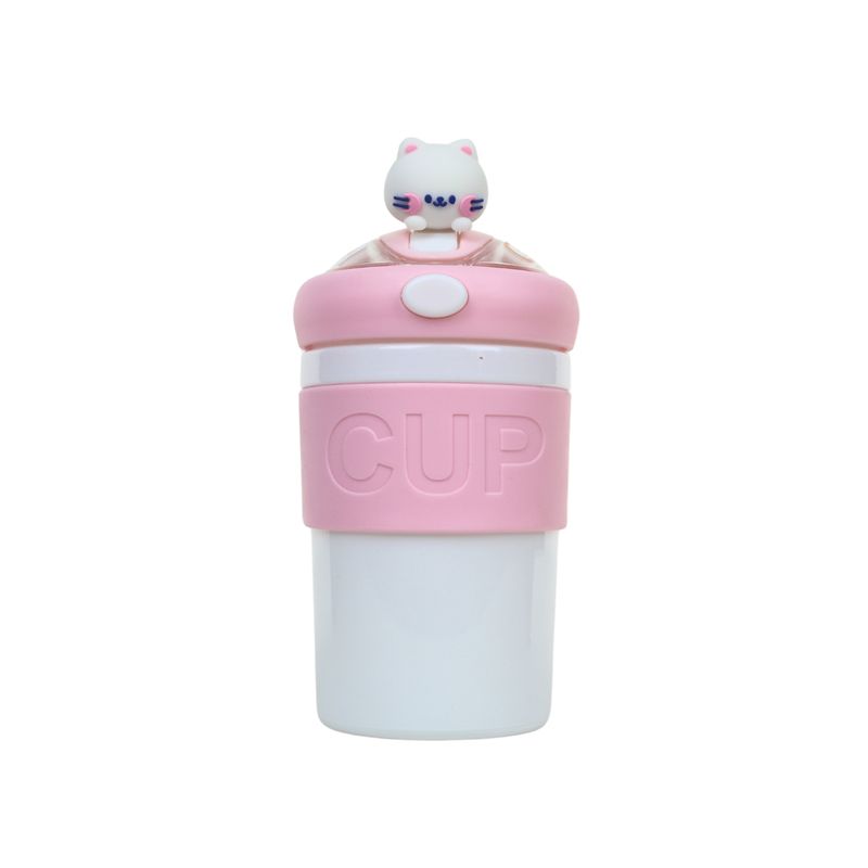 SOLEIO - Vaso De Vidrio Hermético Con Bombilla Cute Bpa Free Gato