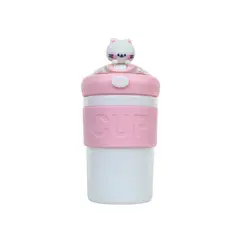 SOLEIO - Vaso De Vidrio Hermético Con Bombilla Cute Bpa Free Gato