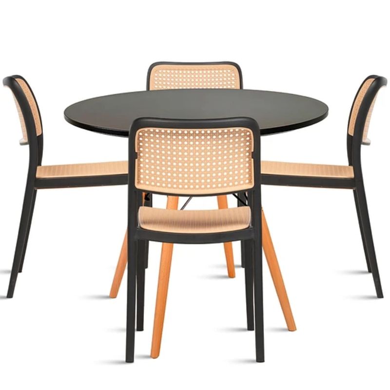 GENERICO - Comedor con 4 Sillas Crossback Redondo 80 Diametro