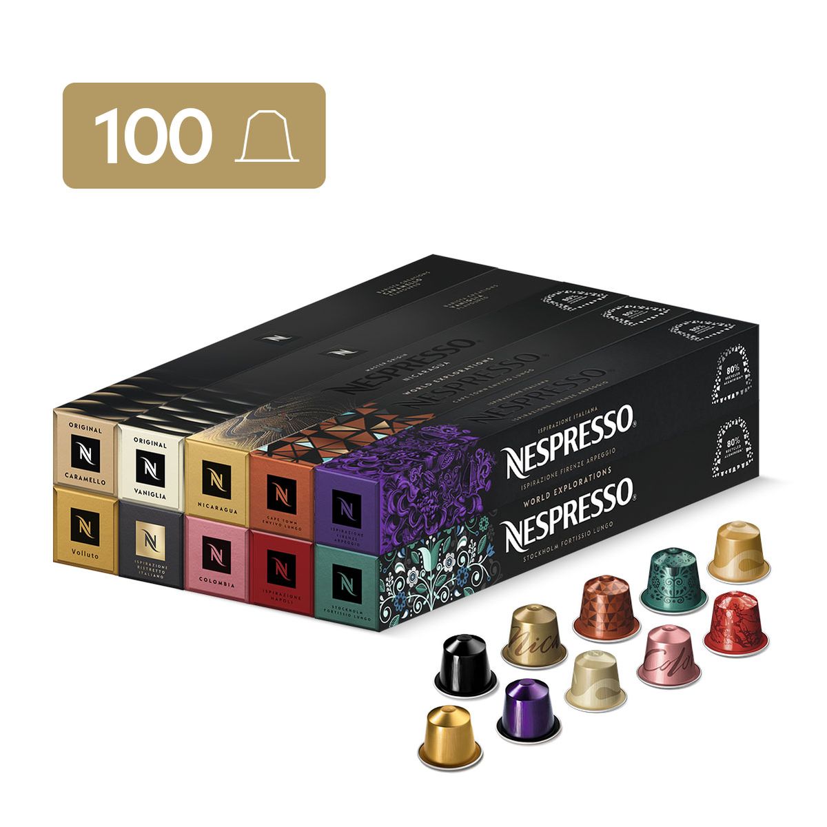 NESPRESSO - Cápsulas de Café Nespresso Pack Favoritos - 100 unidades