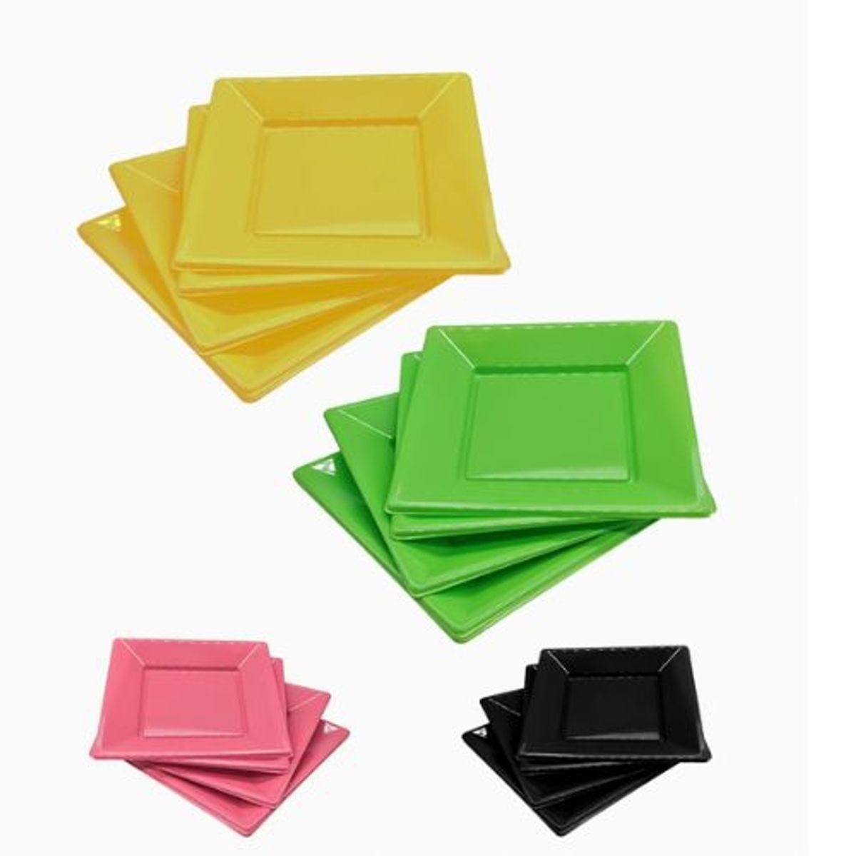 GENERICO - Platos Cuadrados Cumpleaños 10 Pcs 18X18 Varios Color Amarillo