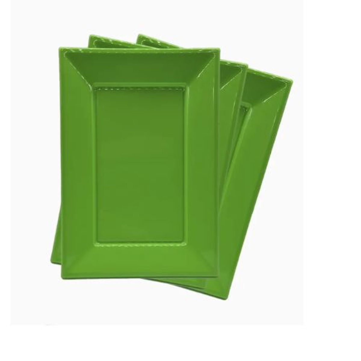 GENERICO - Platos Forma Rectangulares 3 Unidades Color Verde