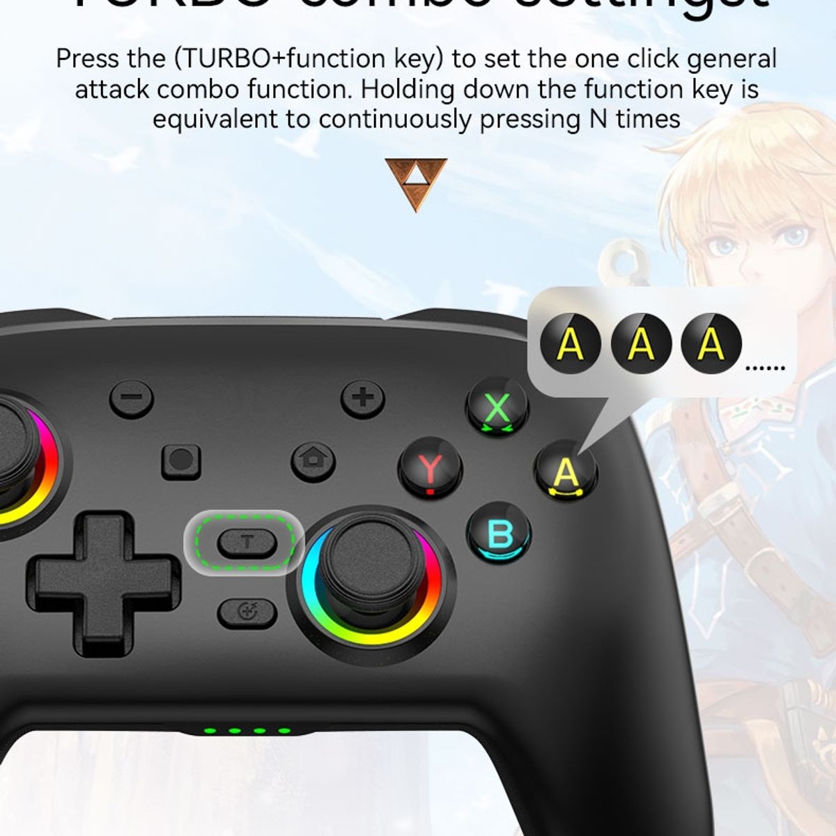 GENERICO - Control Genérico Rgb Compatible con Nintendo Switch-oled-lite-pc-móvil