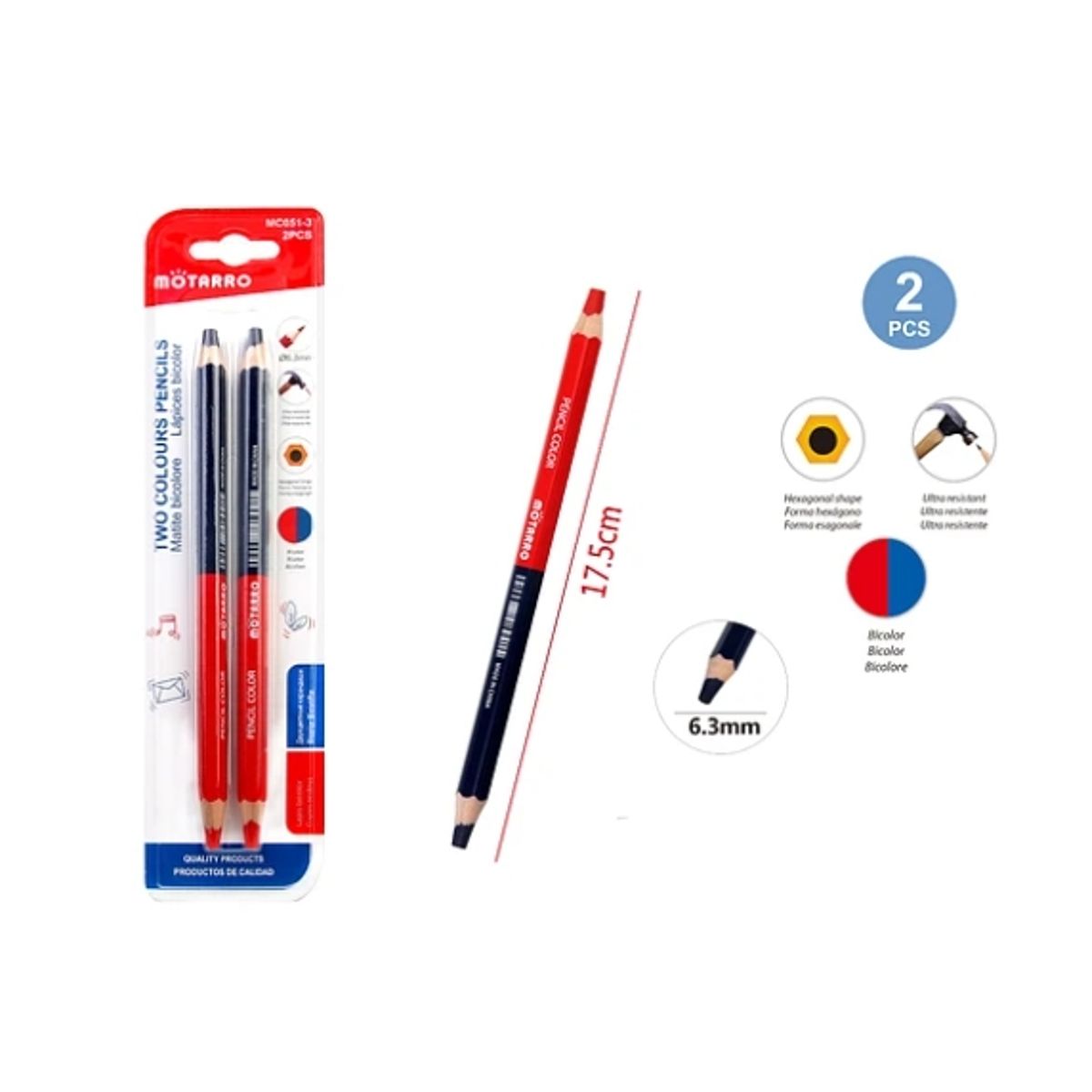 GENERICO - Lápices Duo Azul Y Rojo 2 Pcs