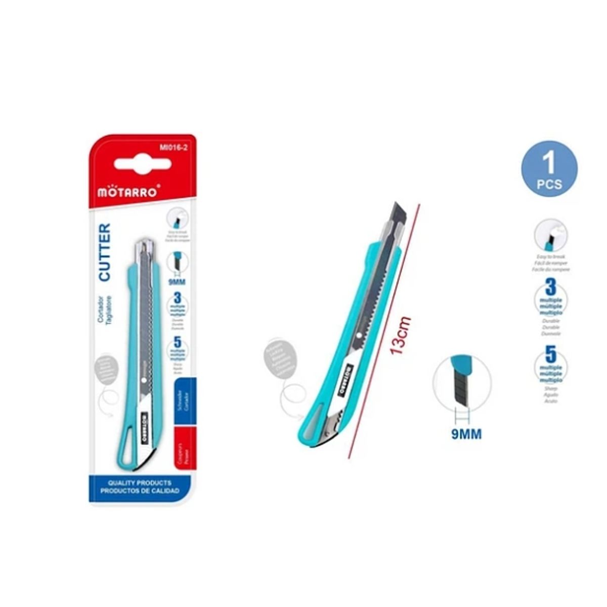 GENERICO - Cortador Celeste 13 Cm 1Pc Papeleria