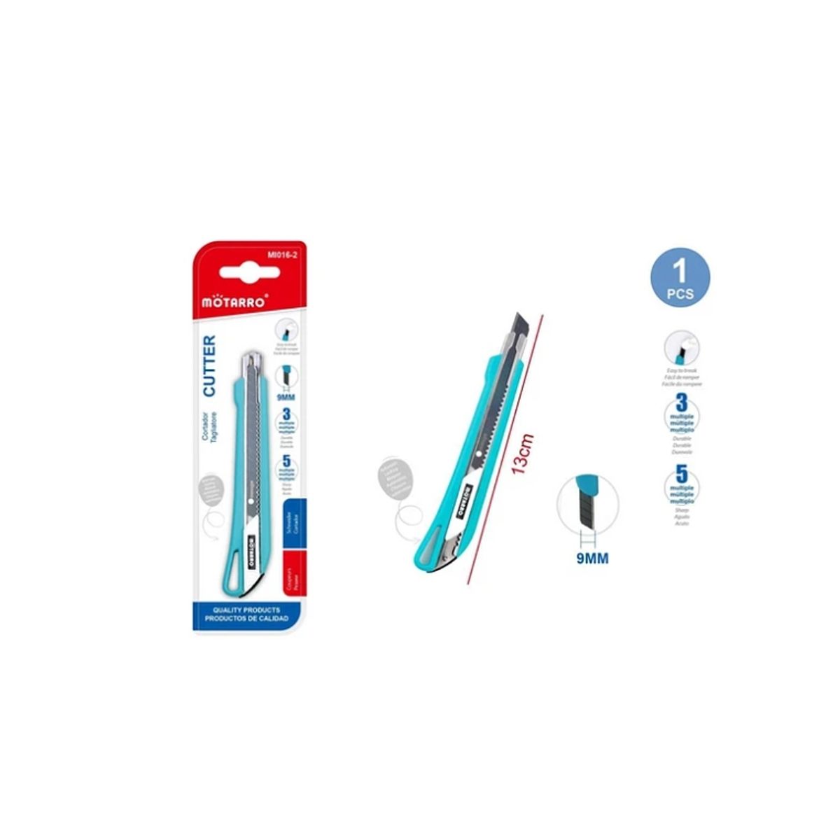 GENERICO - Cortador Celeste 13 Cm 1Pc Papeleria