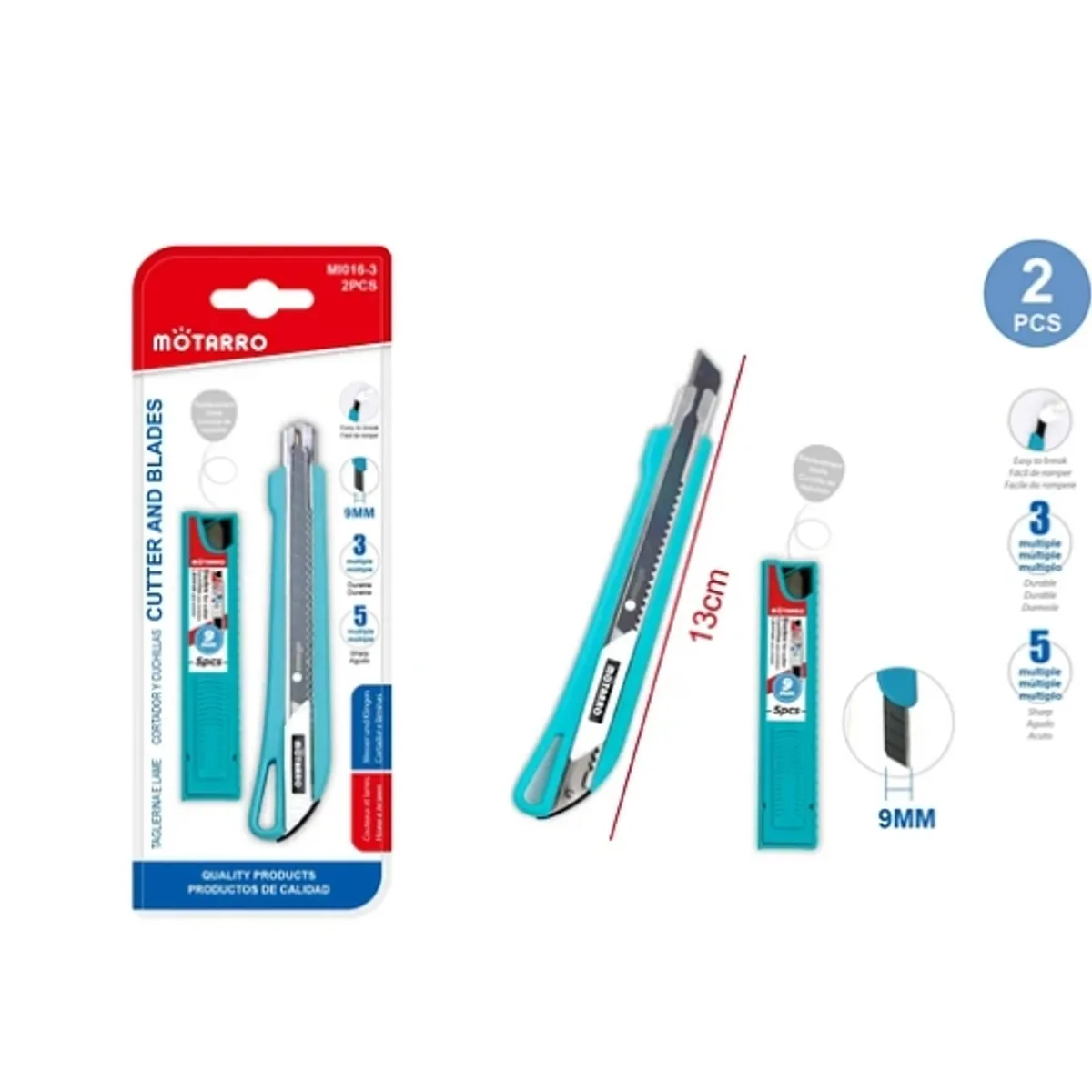 GENERICO - Cuchillo Cartonero Y Cuchillas 13 Cm Papeleria