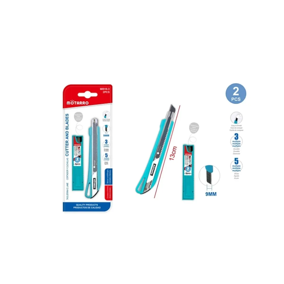 GENERICO - Cuchillo Cartonero Y Cuchillas 13 Cm Papeleria