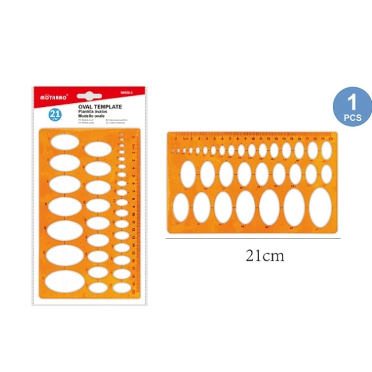 GENERICO - Regla Y Plantilla De Óvalos 21 Cm