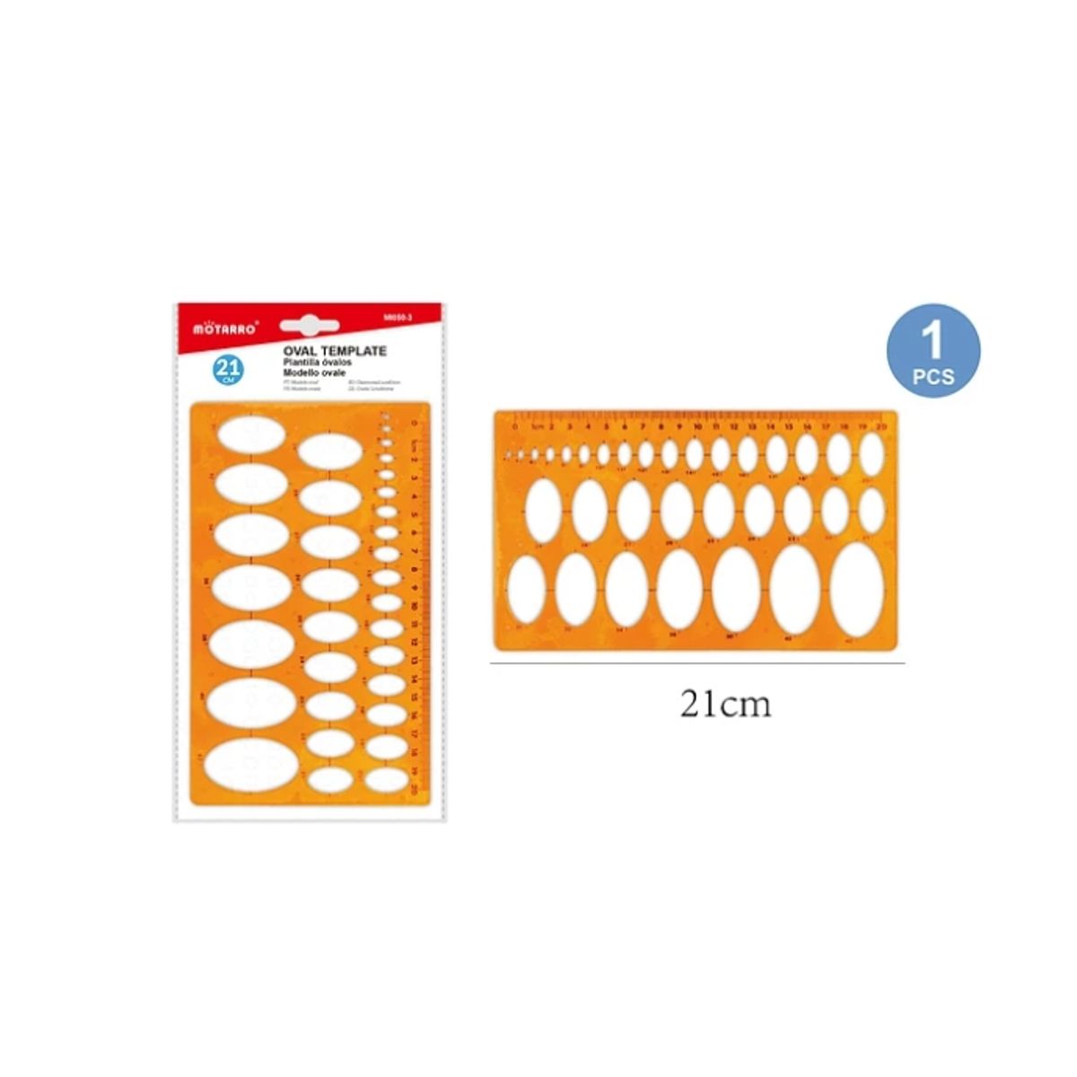 GENERICO - Regla Y Plantilla De Óvalos 21 Cm