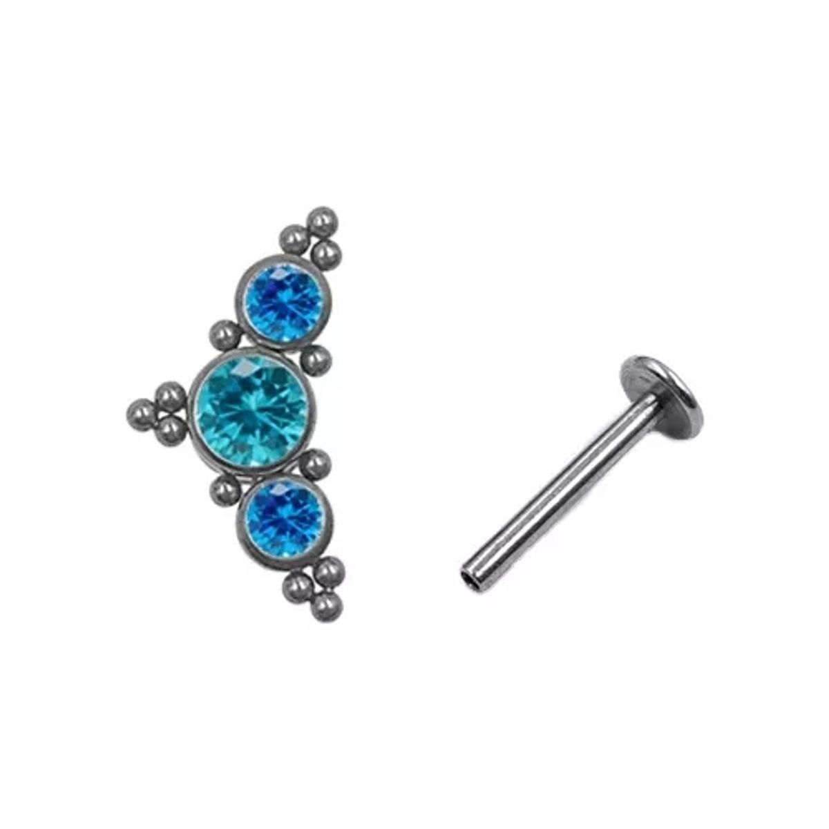 GENERICO - Piercing De Titanio Hélix Azul Aro Tragus Espiral