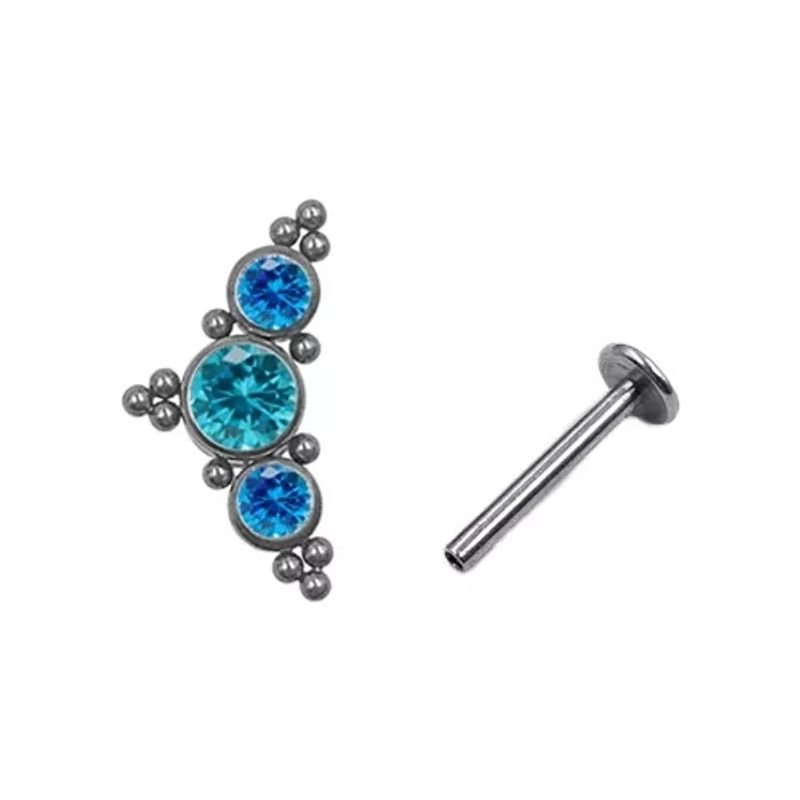 GENERICO - Piercing De Titanio Hélix Azul Aro Tragus Espiral