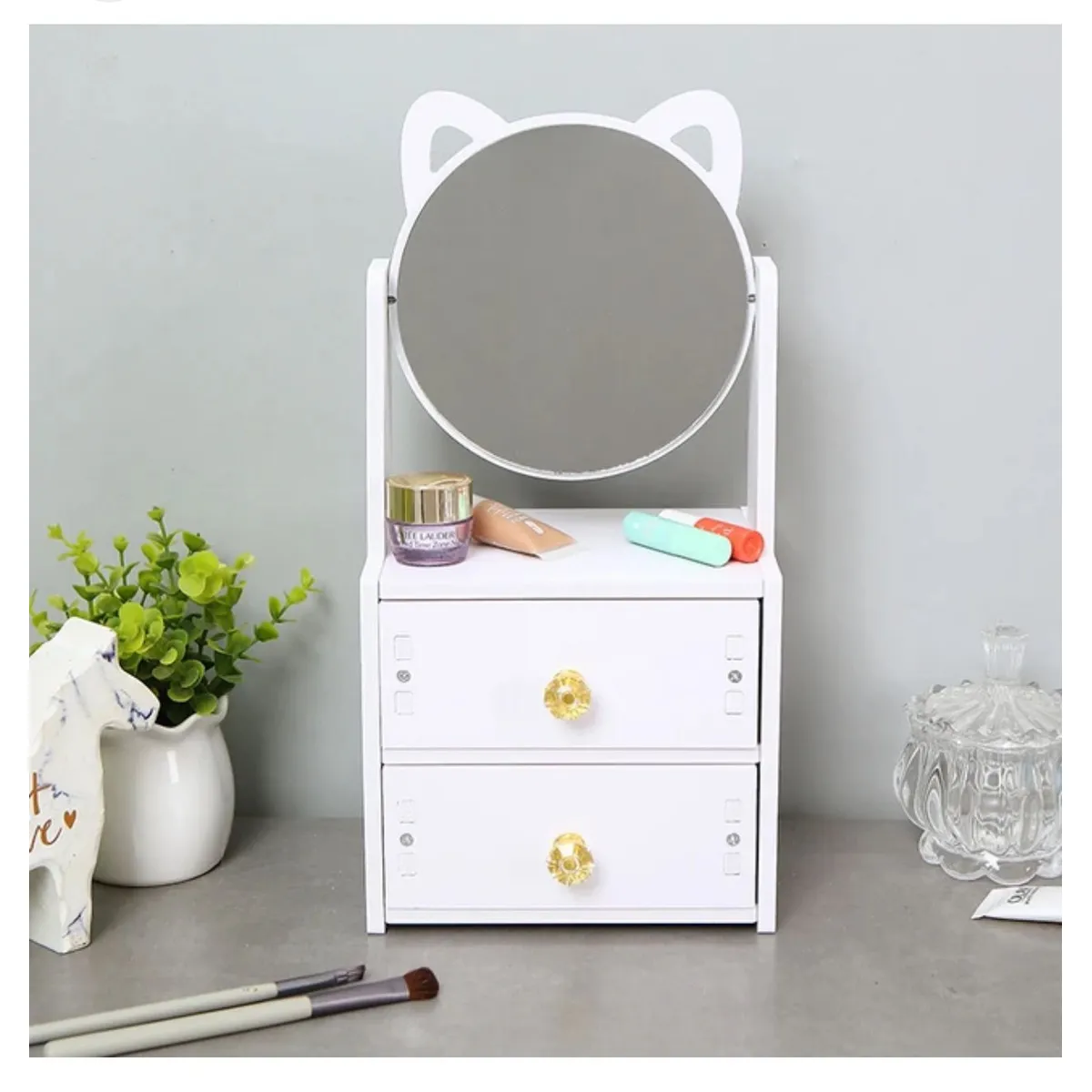 GENERICO - ORGANIZADOR MAQUILLAJE ESPEJO GATITO